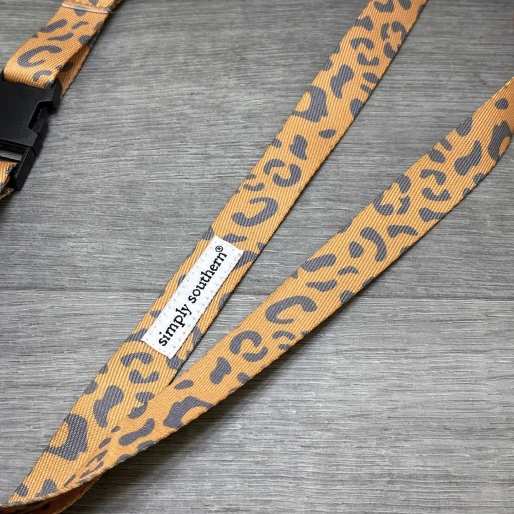 Simply Southern Lanyard Orange And Grey Leo Leopard Pattern With Clip